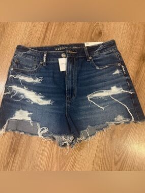 American Eagle Outfitters Dark Blue Distressed Denim Cutoff Shorts